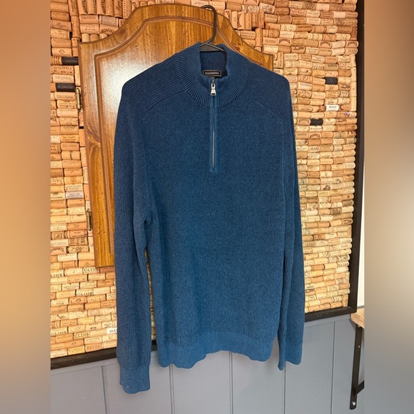 Express Blue 1/4 zip 100% cotton sweater size XL - Picture 1 of 6